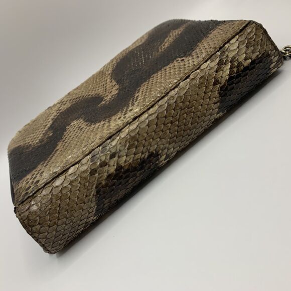 Vintage Reptile Snake Purse Brown Crossbody Chain Animal Glam Retro Exotic - Picture 4 of 9